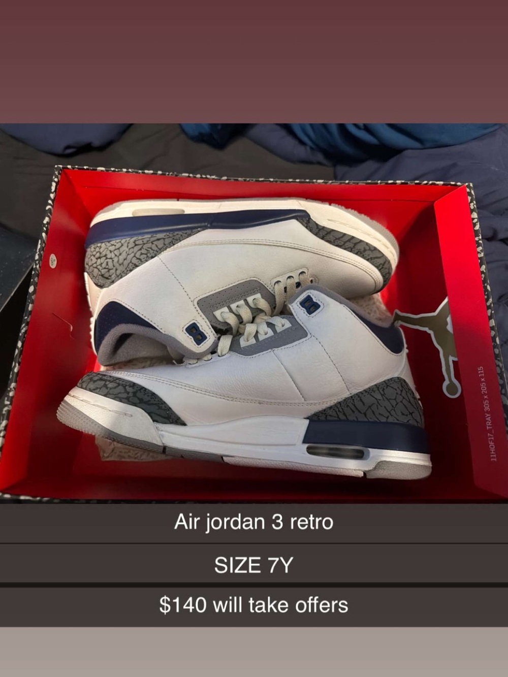 Jordan 3 Retro Sneakers - White/Navy/Gray